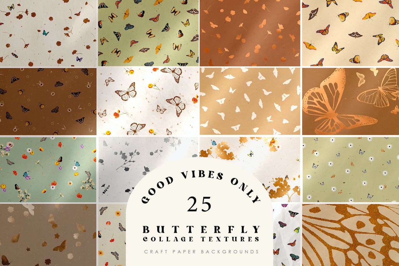 25个蝴蝶拼贴纸纹理图案JPG素材