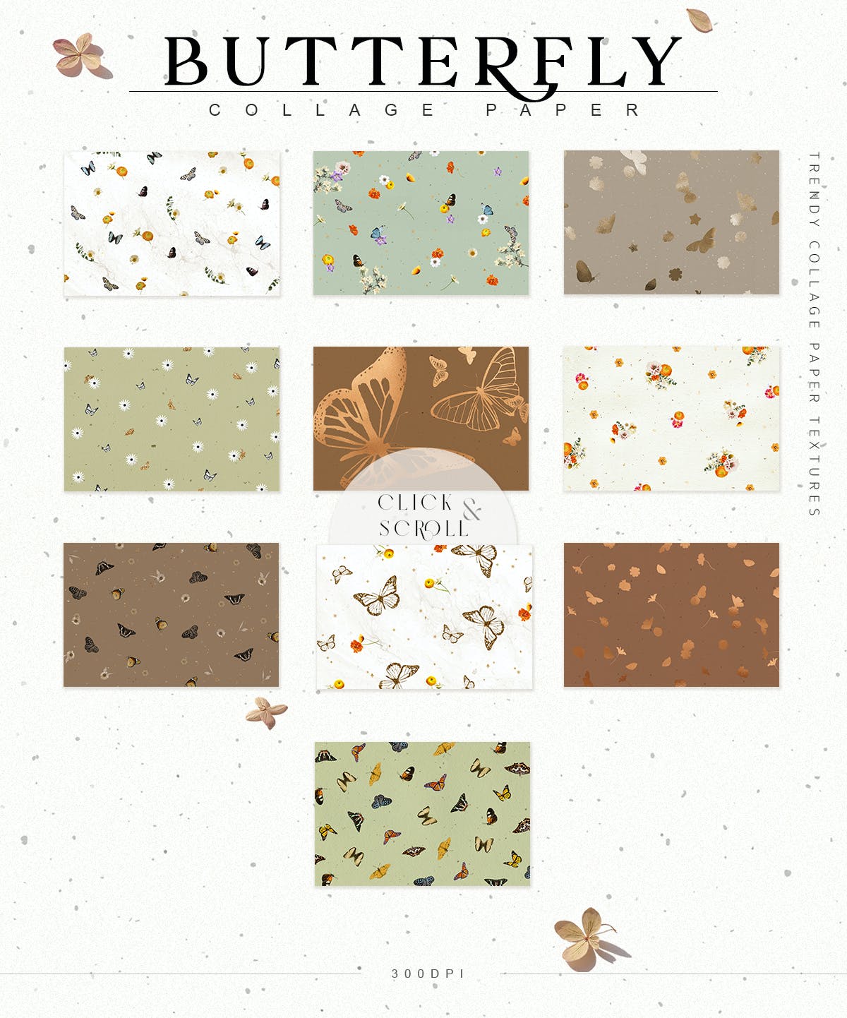 25个蝴蝶拼贴纸纹理图案JPG素材