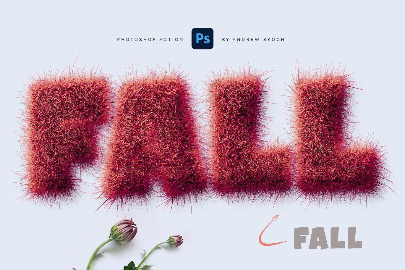 一键将文字转换成草坪3D立体效果PS动作