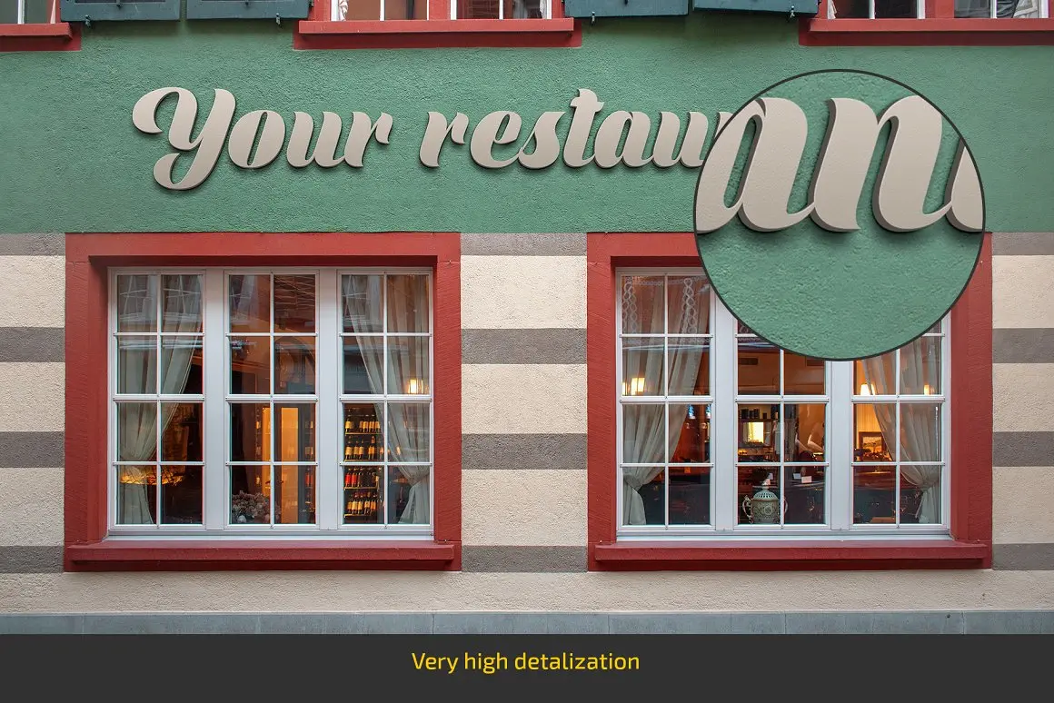 咖啡店玻璃窗店面品牌LOGO展示PSD样机素材