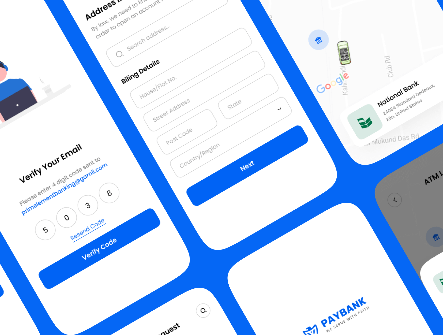 30个蓝色手机银行钱包主题APP UI kit素材包