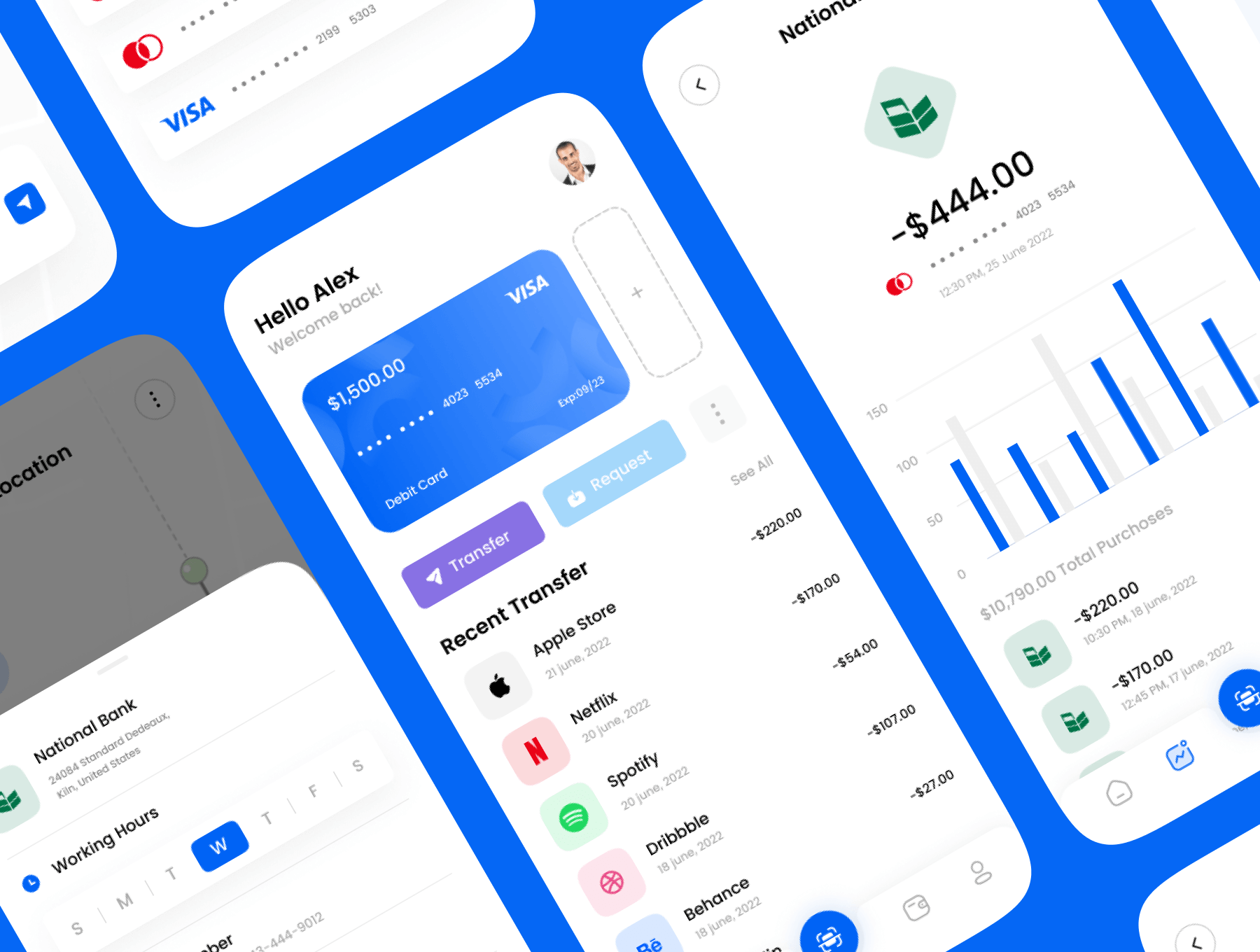 30个蓝色手机银行钱包主题APP UI kit素材包