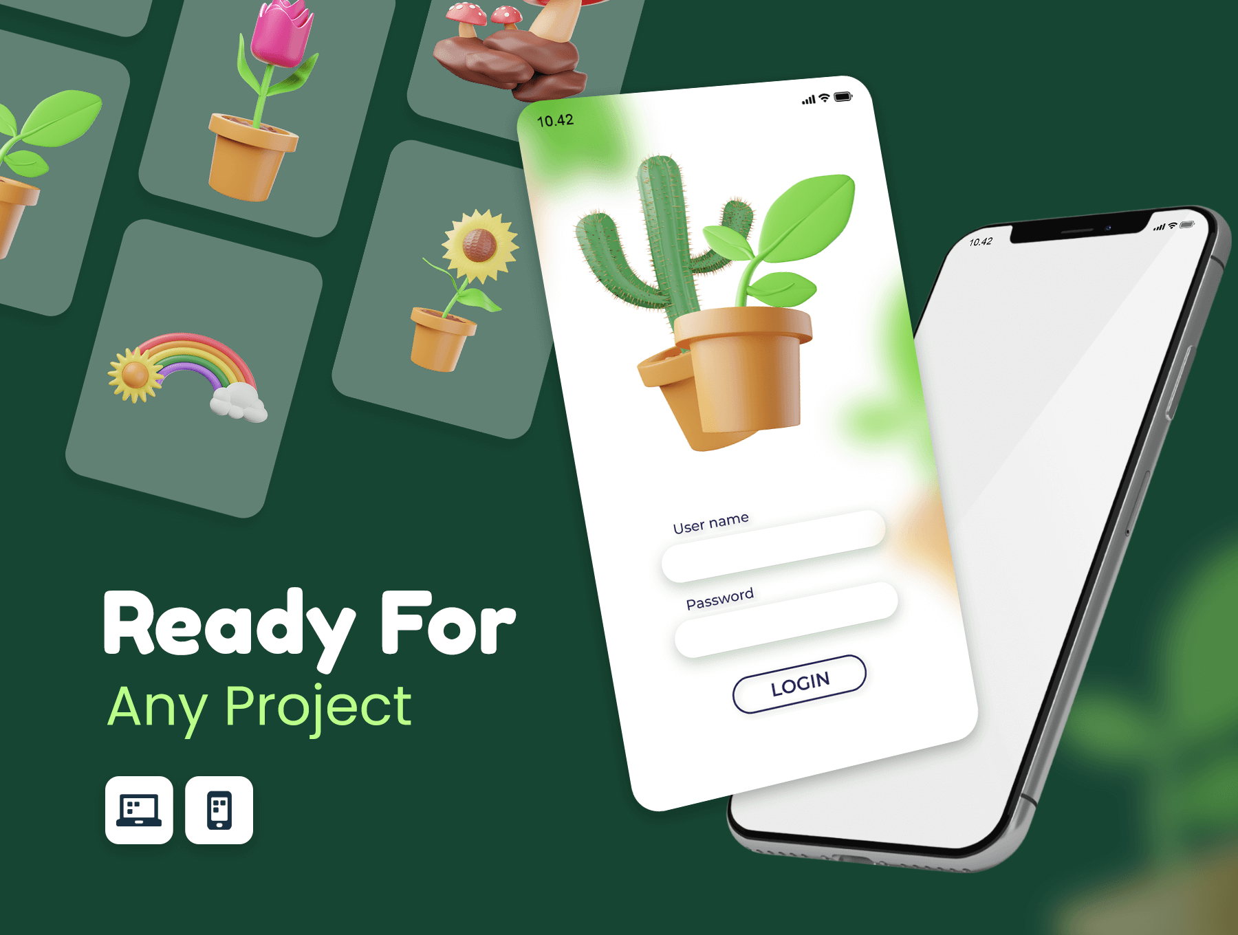 20个绿色自然主题3D图标素材包