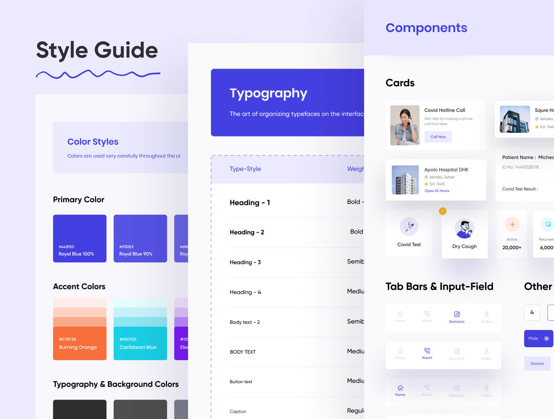 50个紫色医疗健康主题APP UI kit素材包
