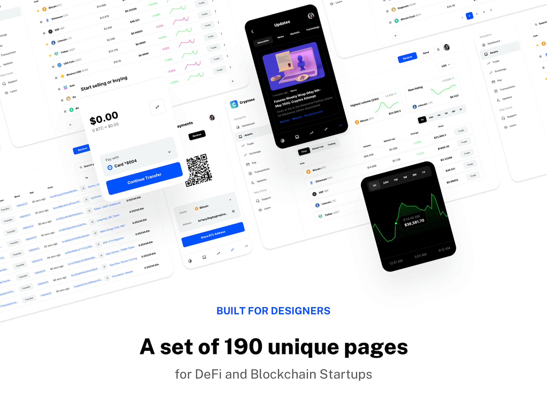 190个用于初创公司交易所加密钱包相关的UI素材包