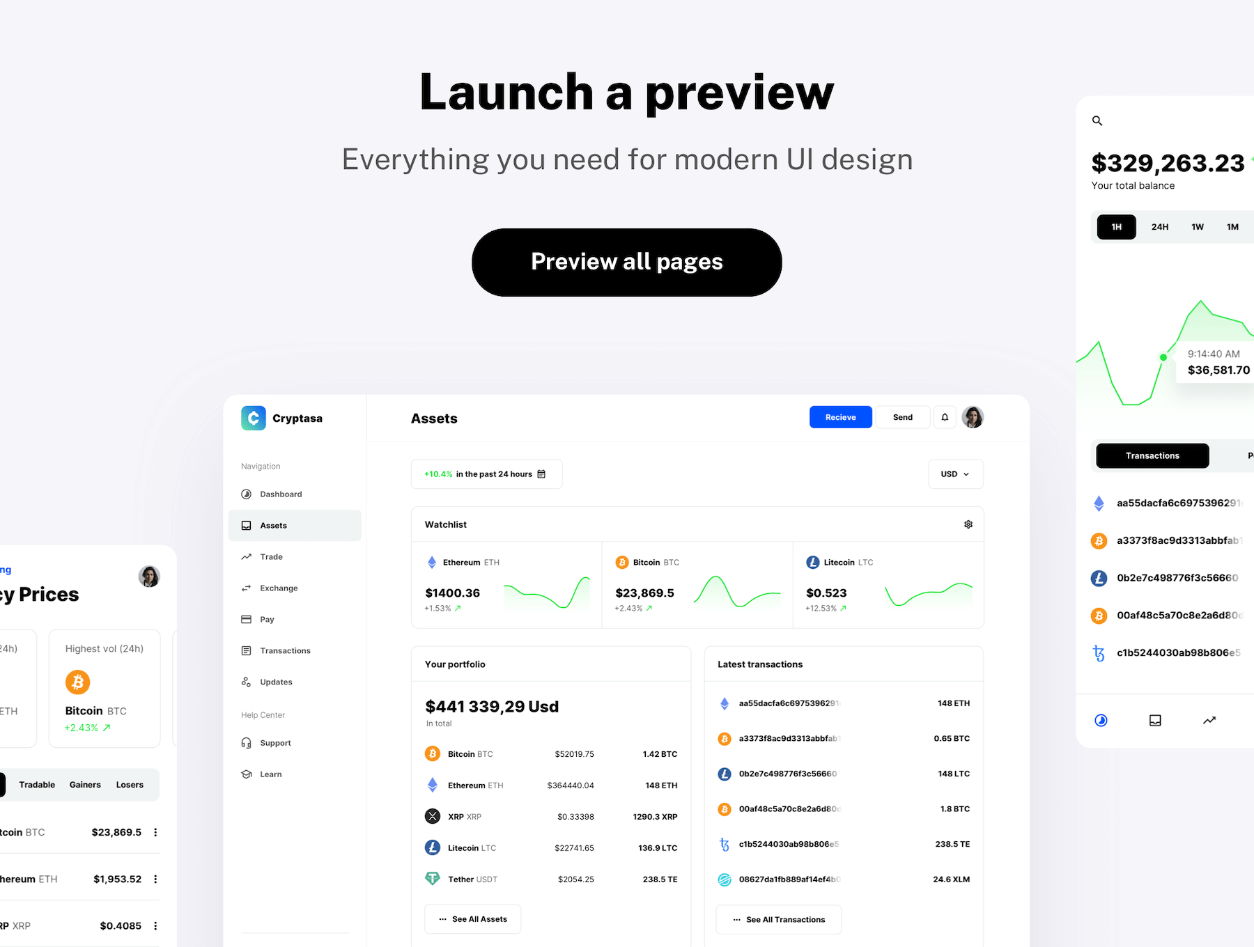 190个用于初创公司交易所加密钱包相关的UI素材包