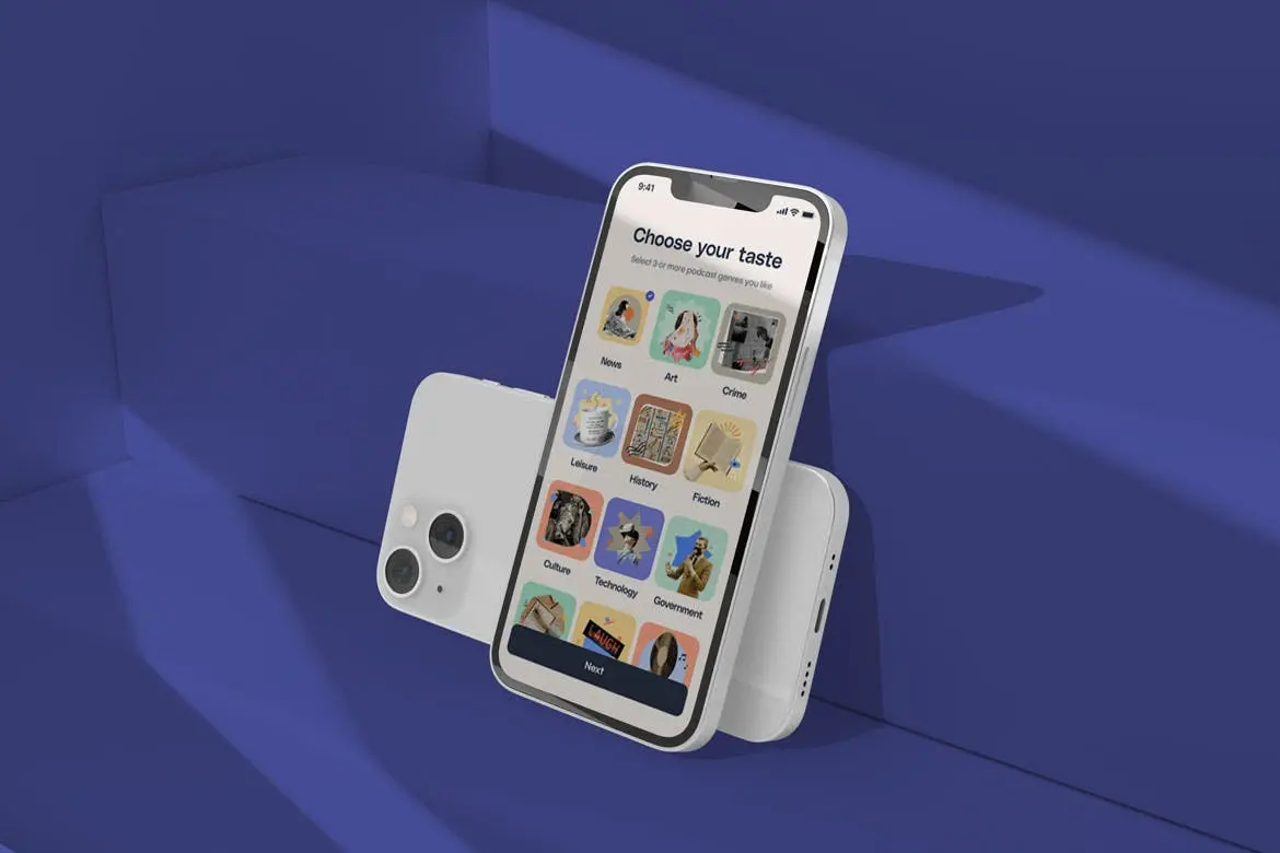 纯色场景UI/UX展示iPhone手机PSD样机