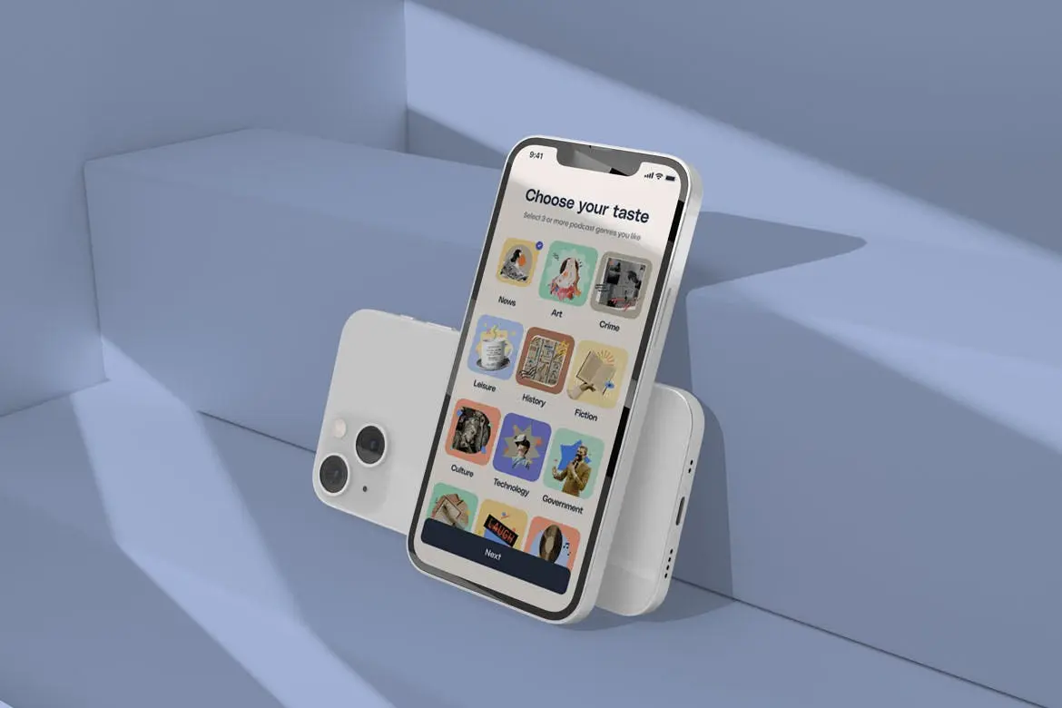 纯色场景UI/UX展示iPhone手机PSD样机