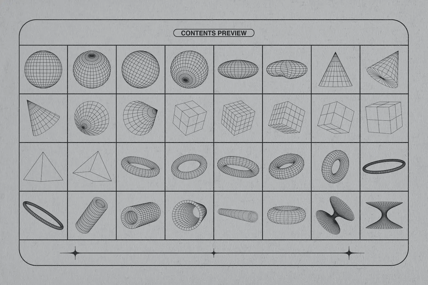 细节满满线框立体几何抽象图形矢量素材包
