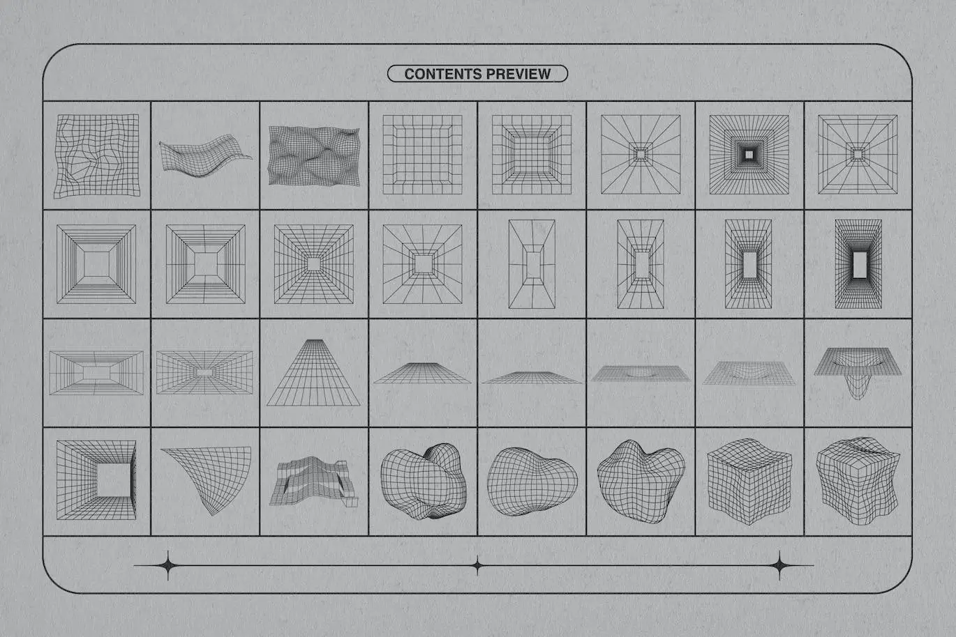 细节满满线框立体几何抽象图形矢量素材包