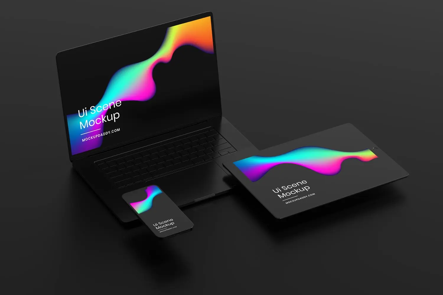 一套高质量黑色苹果Apple设备PSD样机素材包