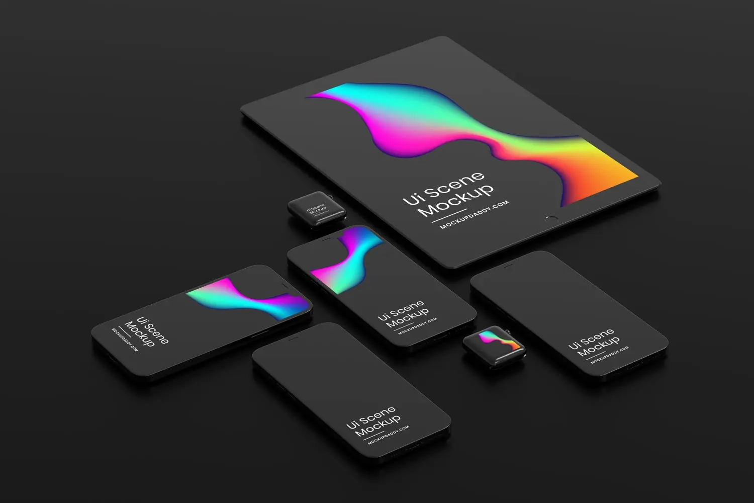 一套高质量黑色苹果Apple设备PSD样机素材包