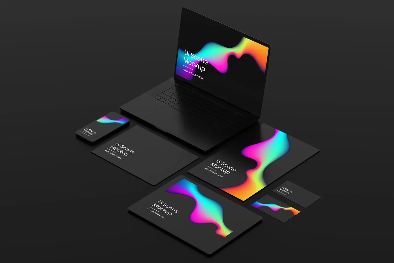 一套高质量黑色苹果Apple设备PSD样机素材包