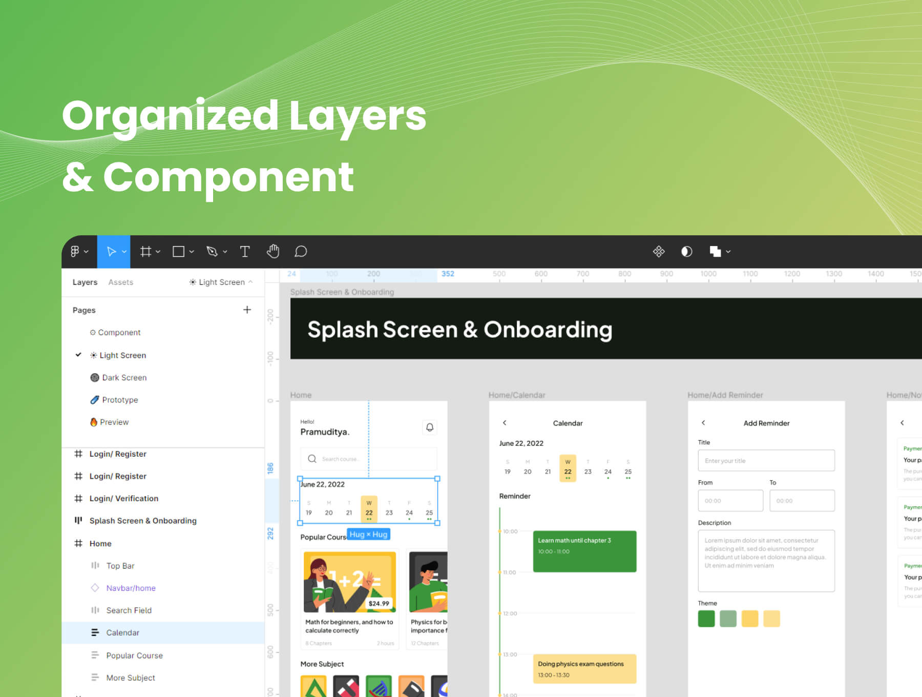 30个绿色清新在线课程移动APP UI KIT素材包