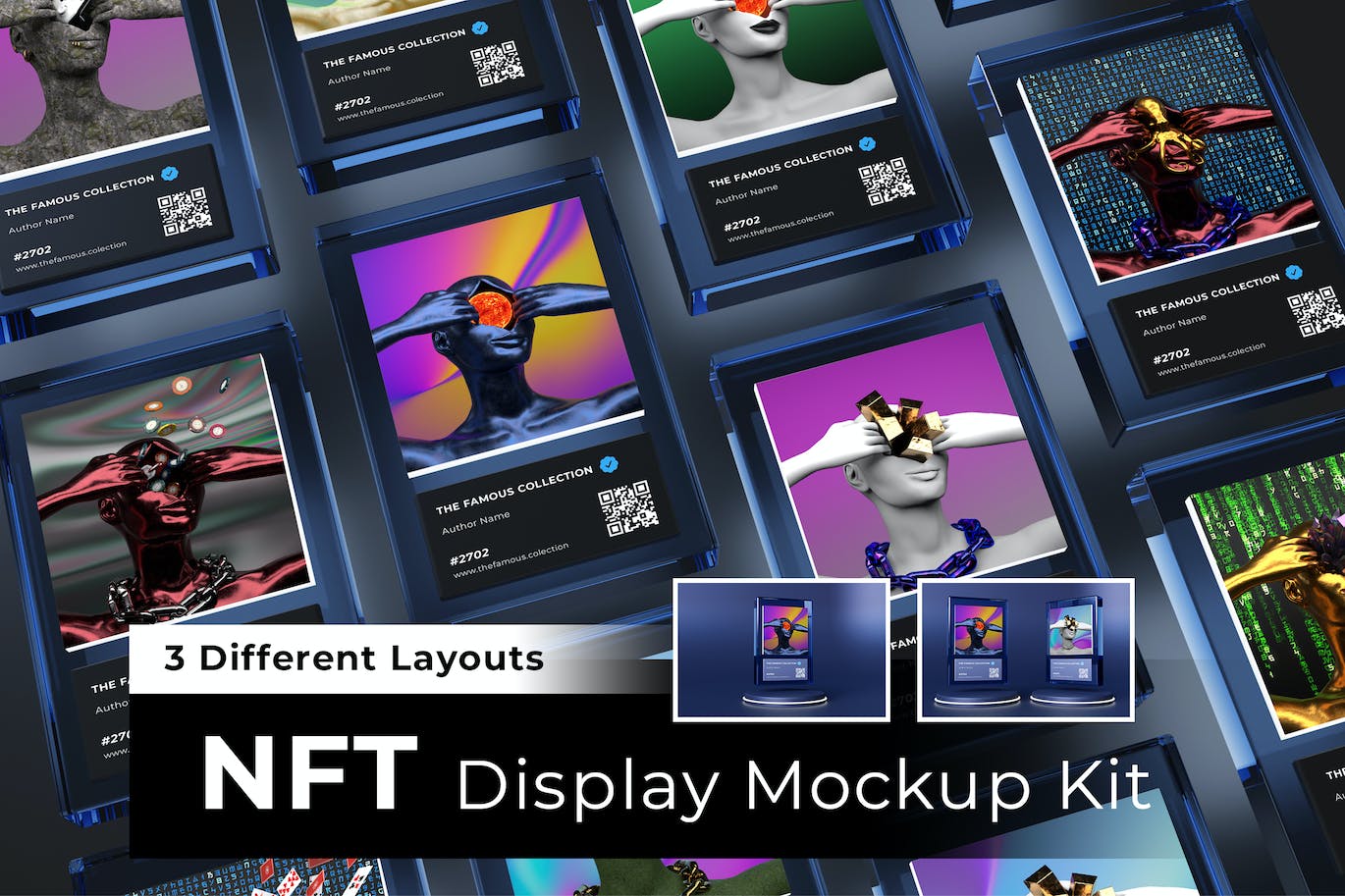 3D场景NFT作品显示样机PSD素材