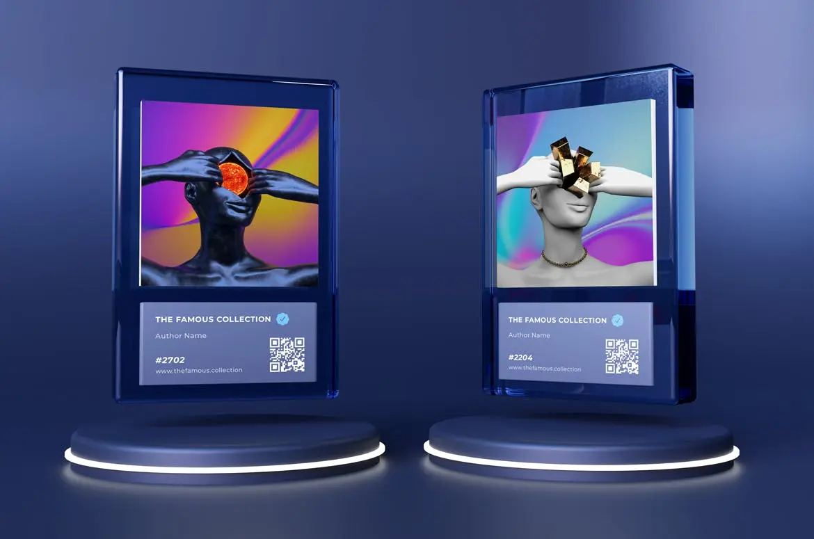 3D场景NFT作品显示样机PSD素材