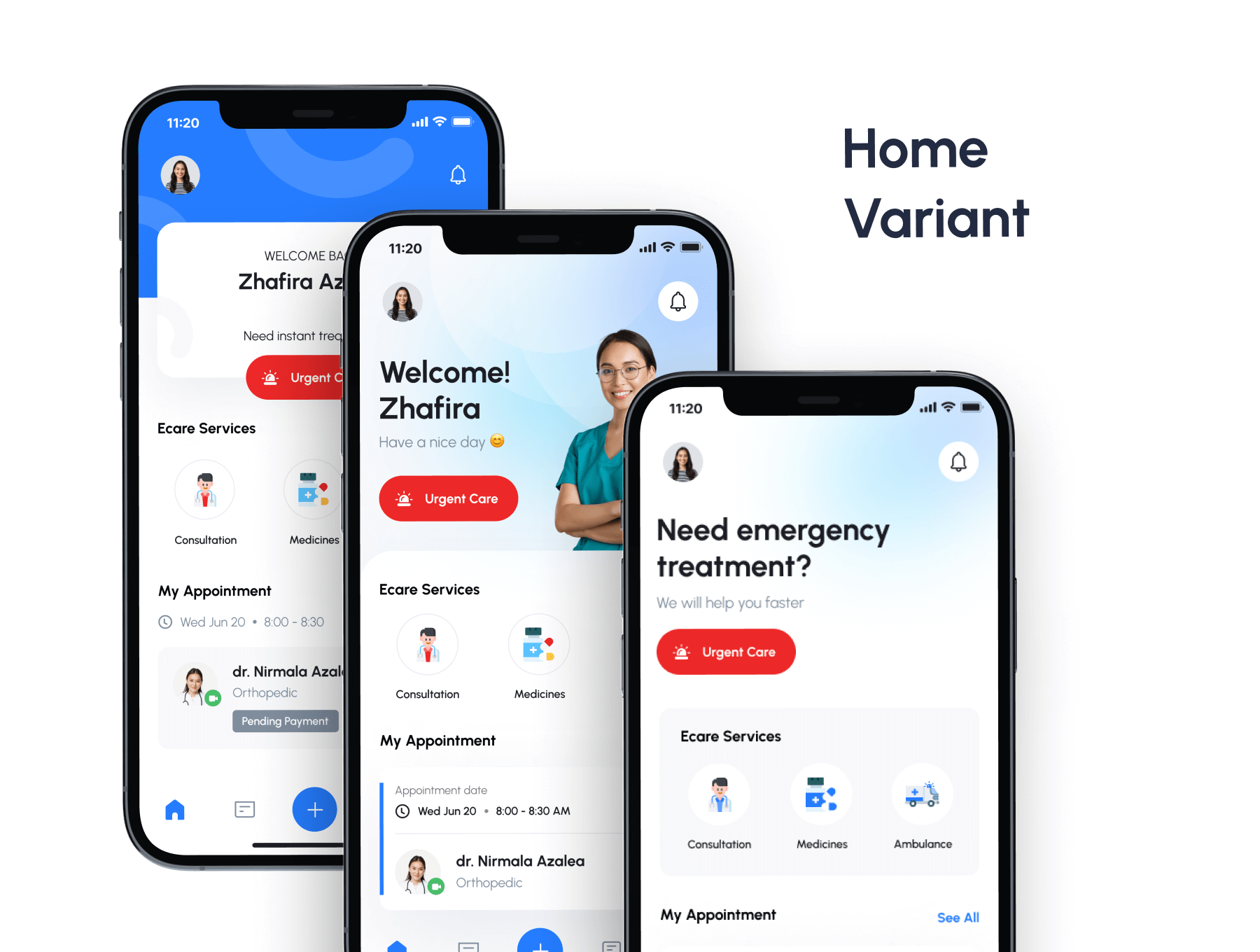 70个蓝色清爽医疗主题APP UI界面