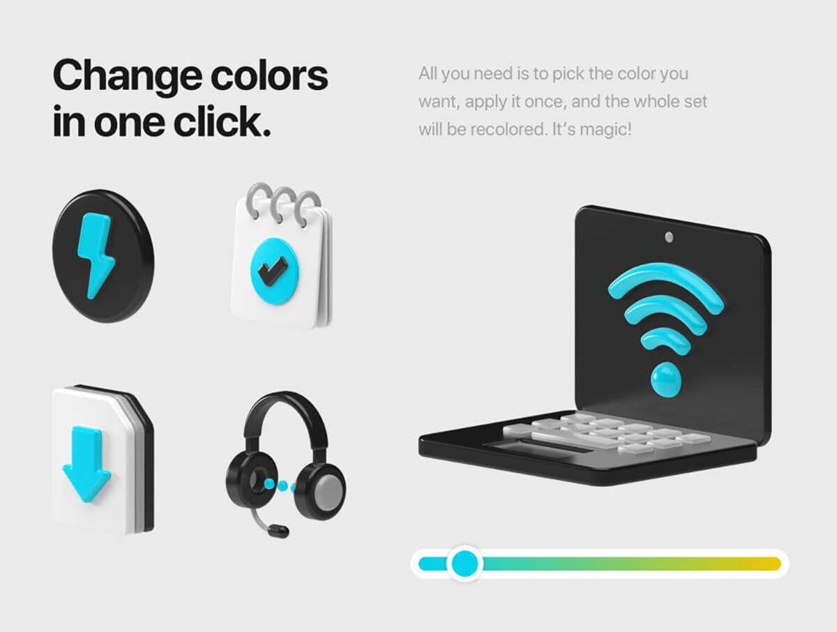 28款电子3D卡通图标C4D模型素材