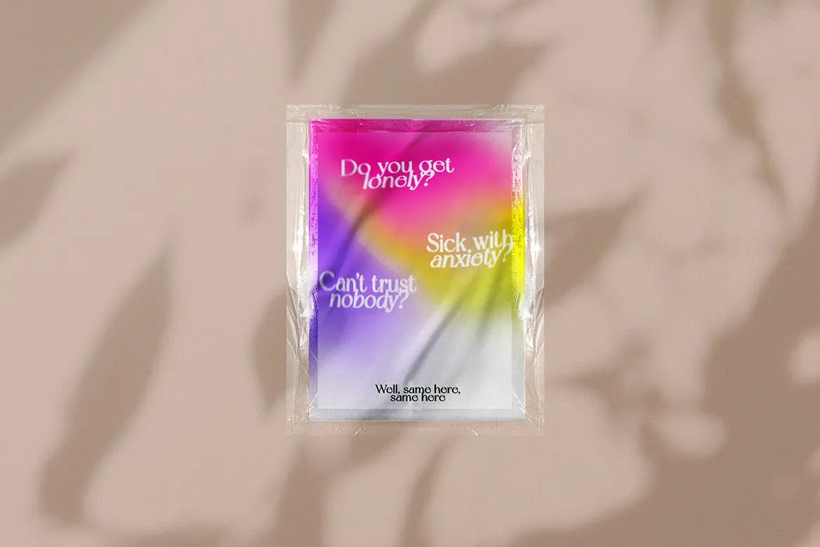 透明塑料膜海报PSD展示样机素材