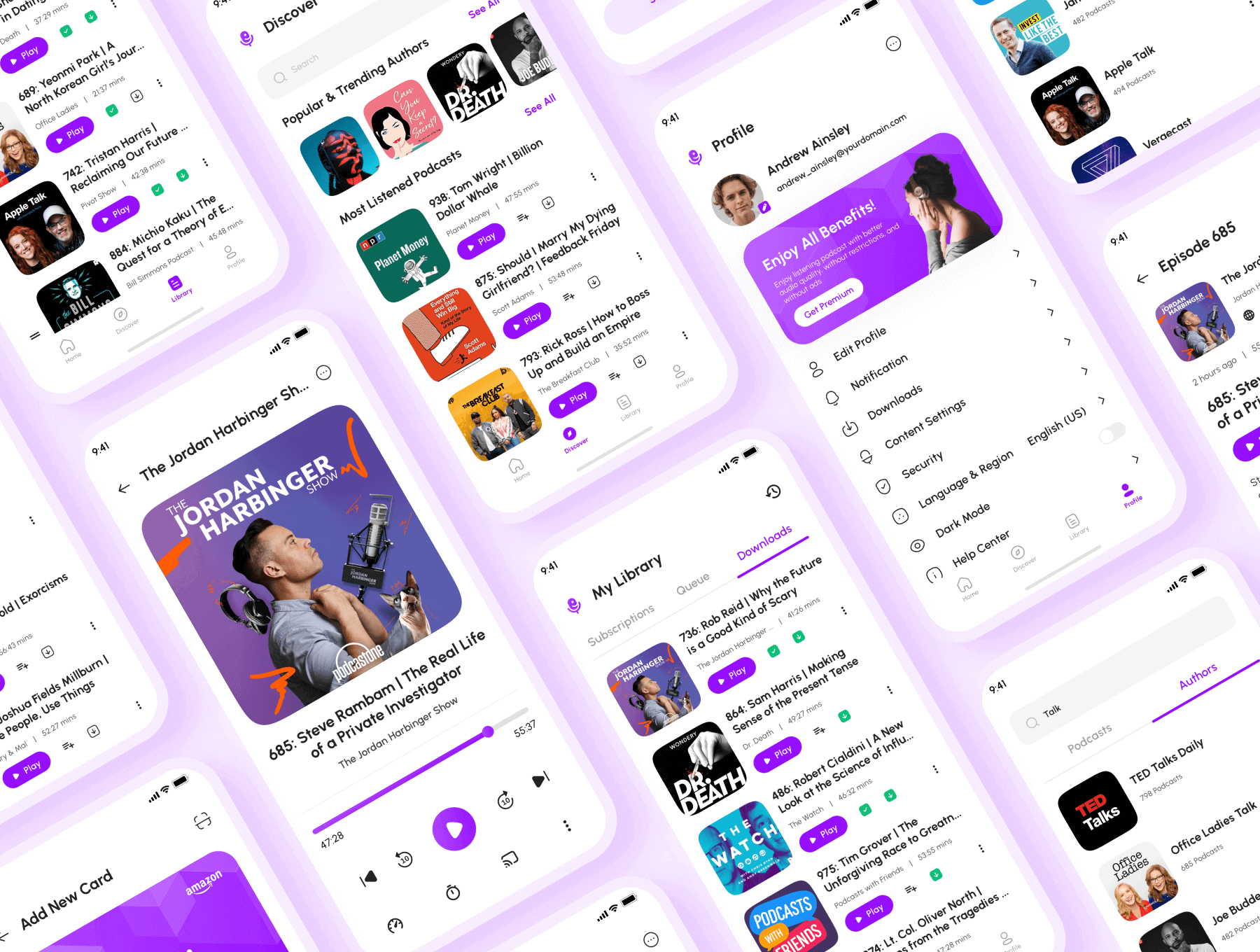100+紫色音乐主题APP UI界面素材包