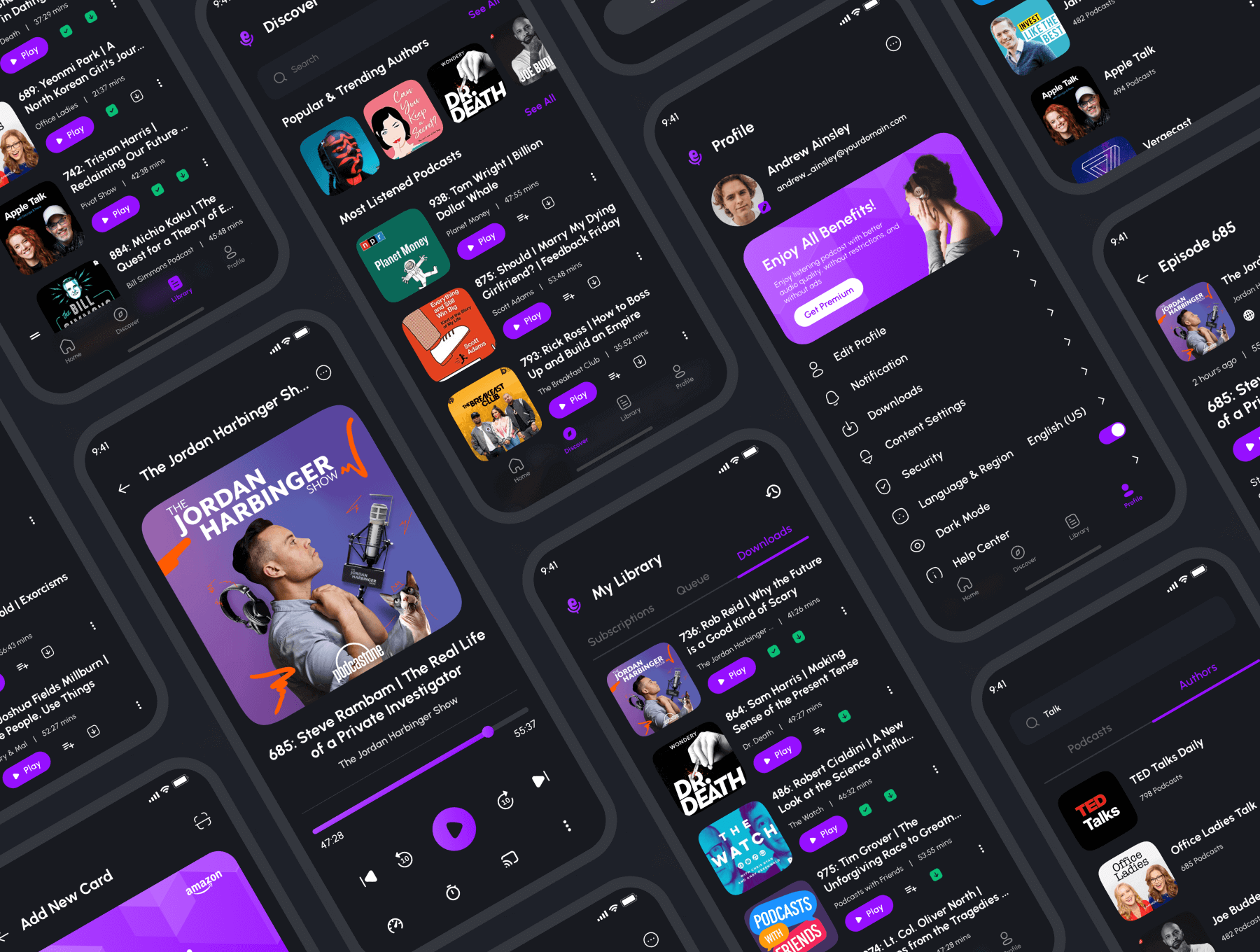 100+紫色音乐主题APP UI界面素材包