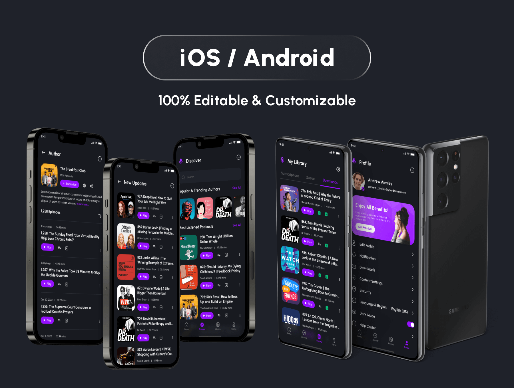 100+紫色音乐主题APP UI界面素材包