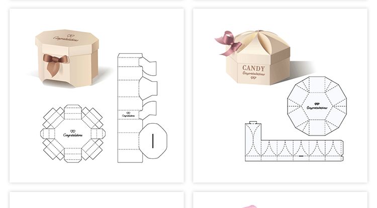 165款矢量纸盒纸箱礼盒产品包装刀模图折叠平面展开图 – 简单设计
