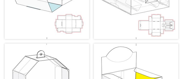 165款矢量纸盒纸箱礼盒产品包装刀模图折叠平面展开图
