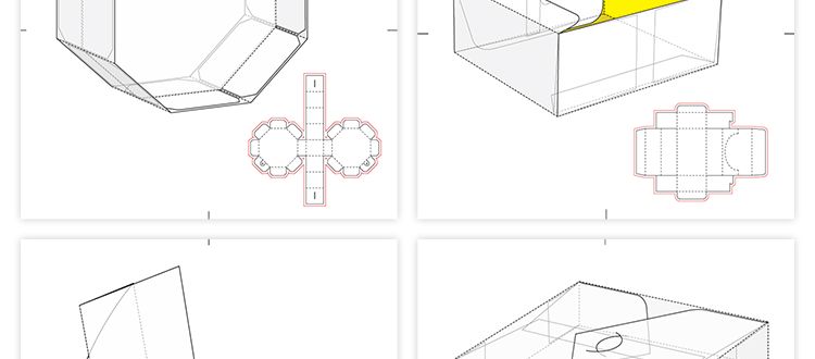 165款矢量纸盒纸箱礼盒产品包装刀模图折叠平面展开图