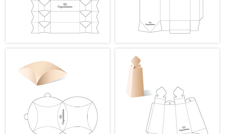 165款矢量纸盒纸箱礼盒产品包装刀模图折叠平面展开图