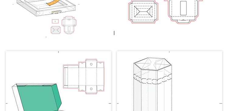 165款矢量纸盒纸箱礼盒产品包装刀模图折叠平面展开图