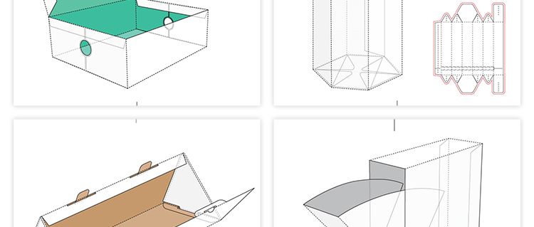 165款矢量纸盒纸箱礼盒产品包装刀模图折叠平面展开图