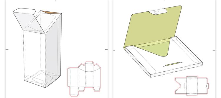 165款矢量纸盒纸箱礼盒产品包装刀模图折叠平面展开图