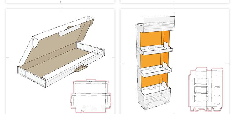 165款矢量纸盒纸箱礼盒产品包装刀模图折叠平面展开图