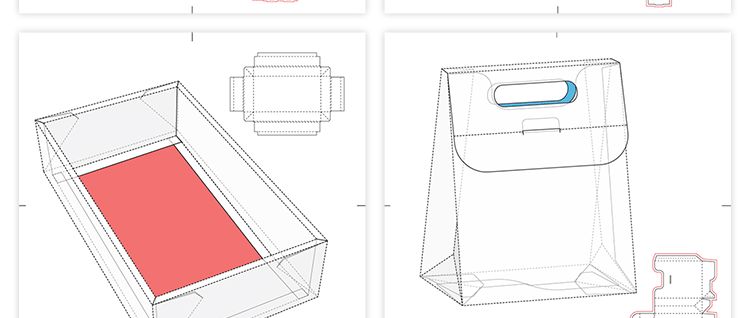 165款矢量纸盒纸箱礼盒产品包装刀模图折叠平面展开图