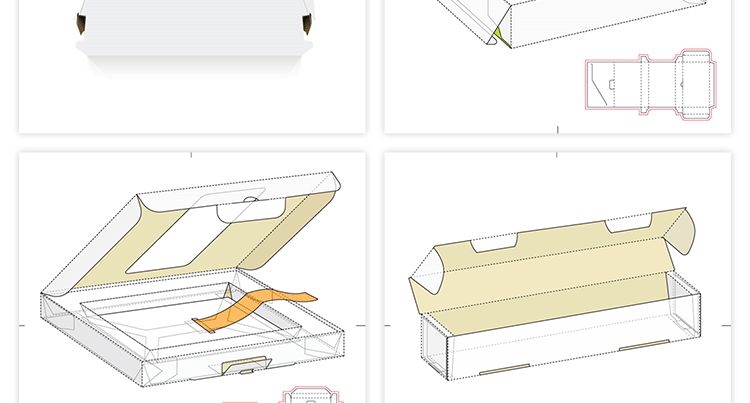 165款矢量纸盒纸箱礼盒产品包装刀模图折叠平面展开图