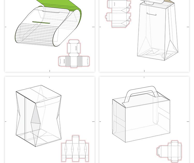 165款矢量纸盒纸箱礼盒产品包装刀模图折叠平面展开图