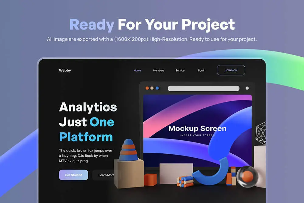 3D元素场景网站UI展示样机模型