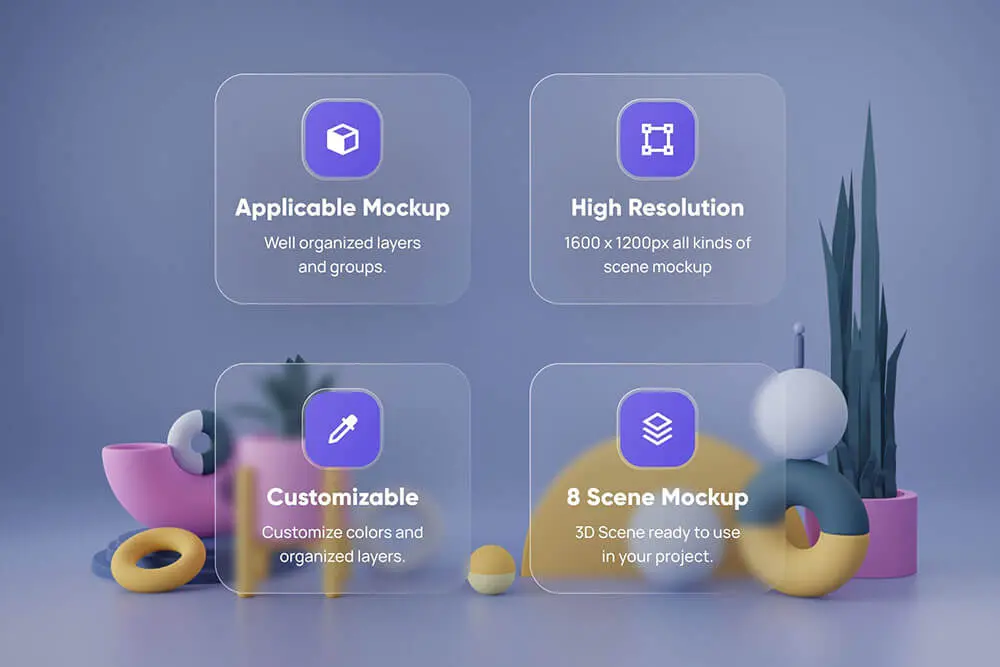 3D元素场景网站UI展示样机模型