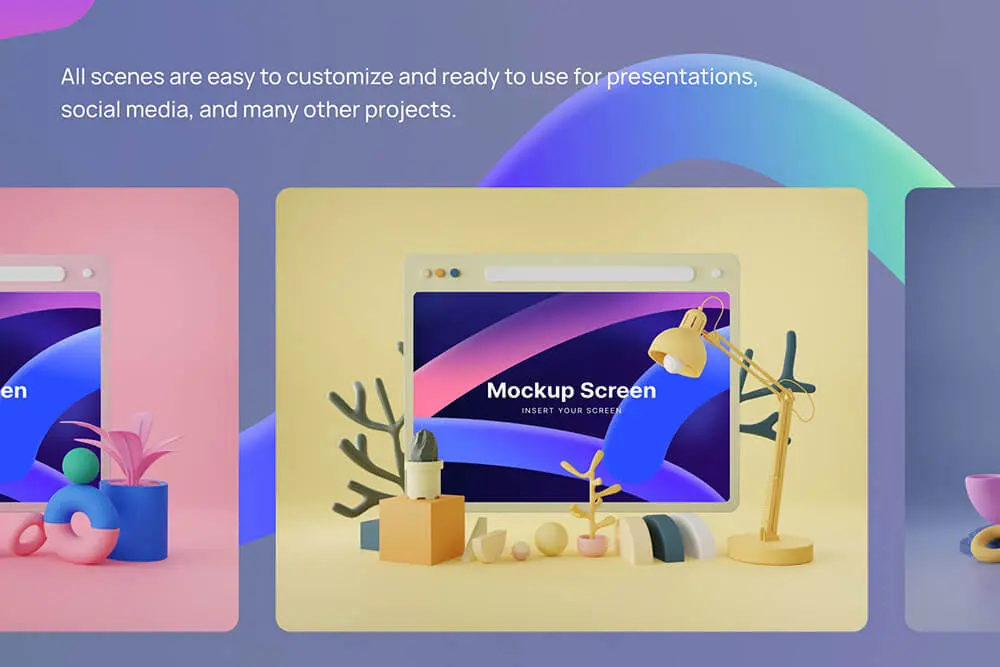 3D元素场景网站UI展示样机模型