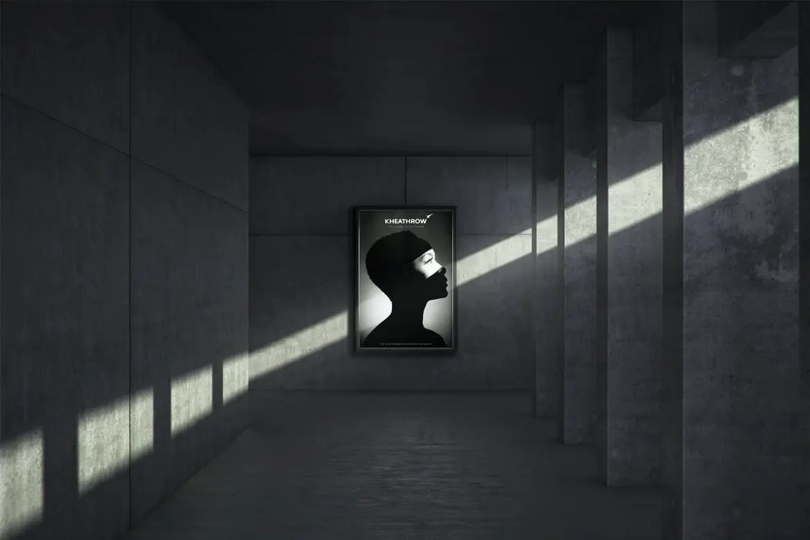 城市主题地下灯箱广告牌样机PSD模板