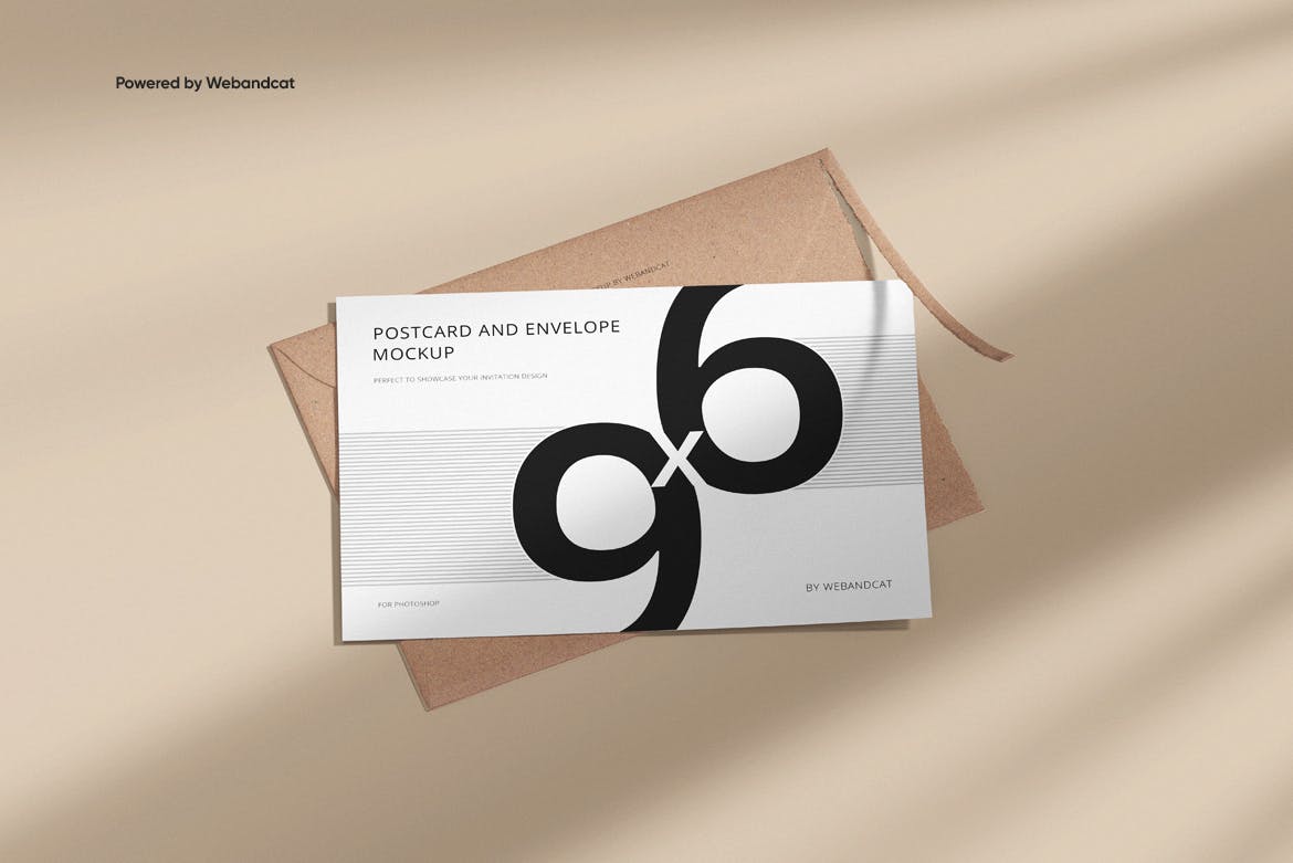 带阴影效果高级感信封明信片设计样机PSD素材包