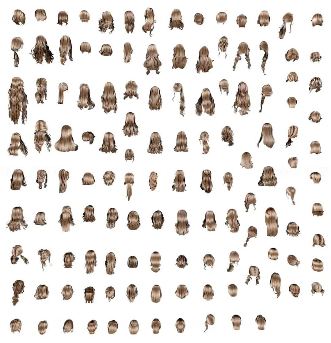 这些用C4D做的人物角色发型模型也太酷了吧！