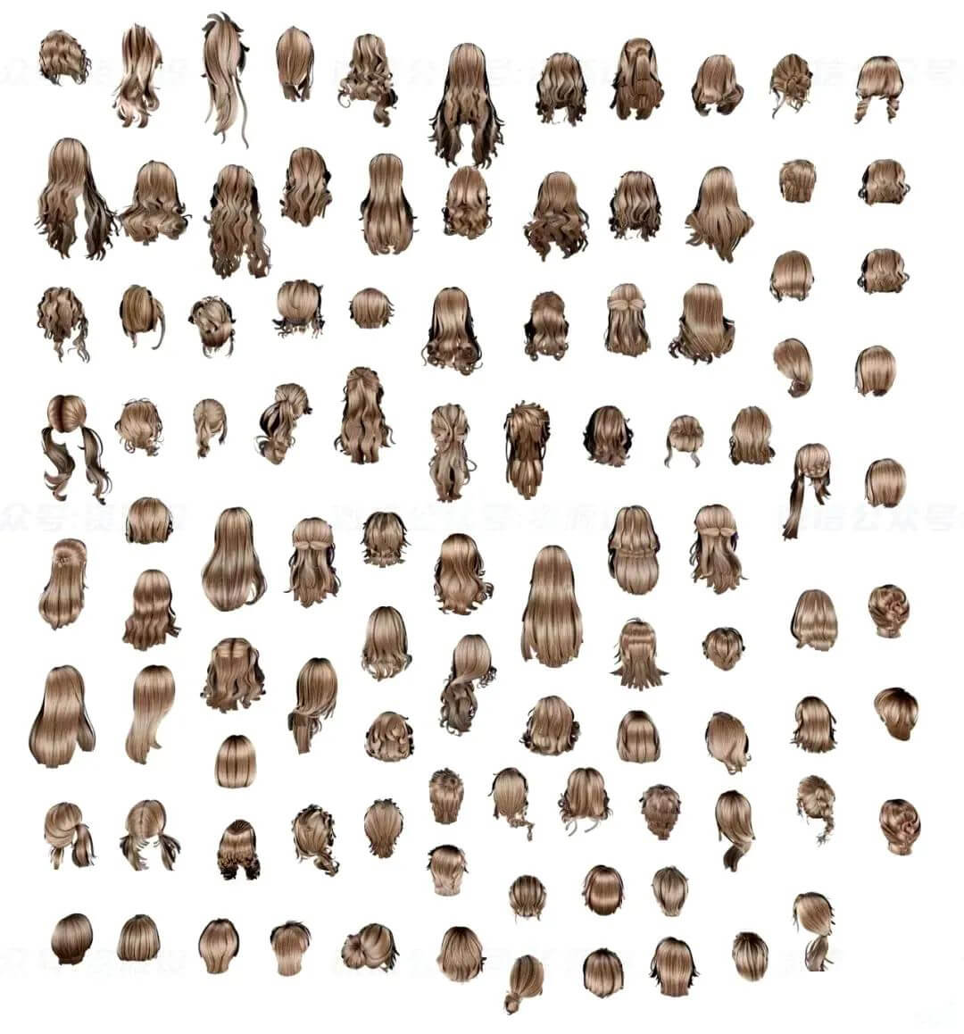 这些用C4D做的人物角色发型模型也太酷了吧！