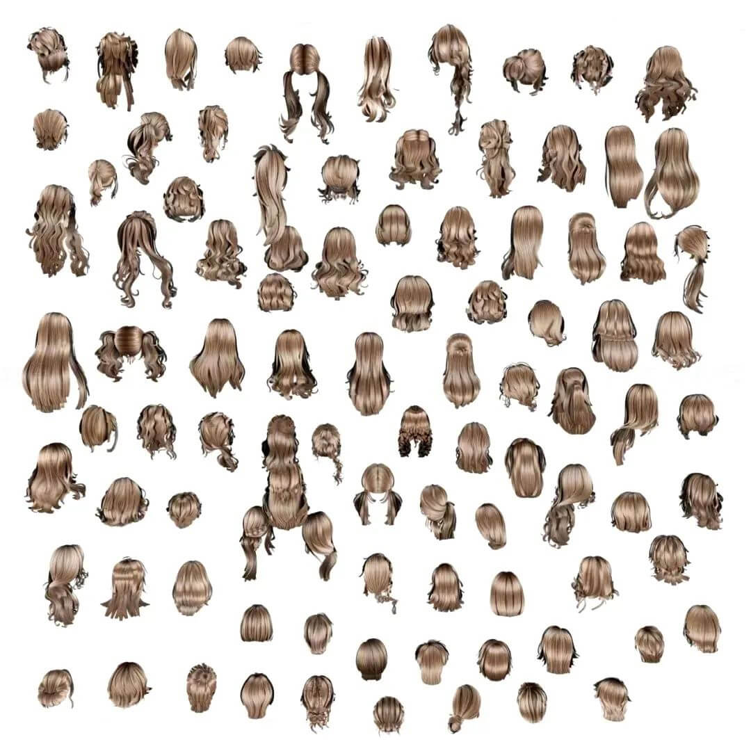 这些用C4D做的人物角色发型模型也太酷了吧！