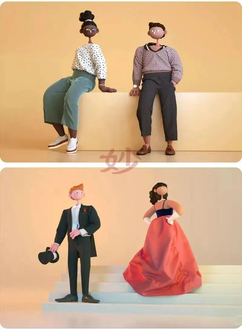 这些用C4D做的人物角色发型模型也太酷了吧！