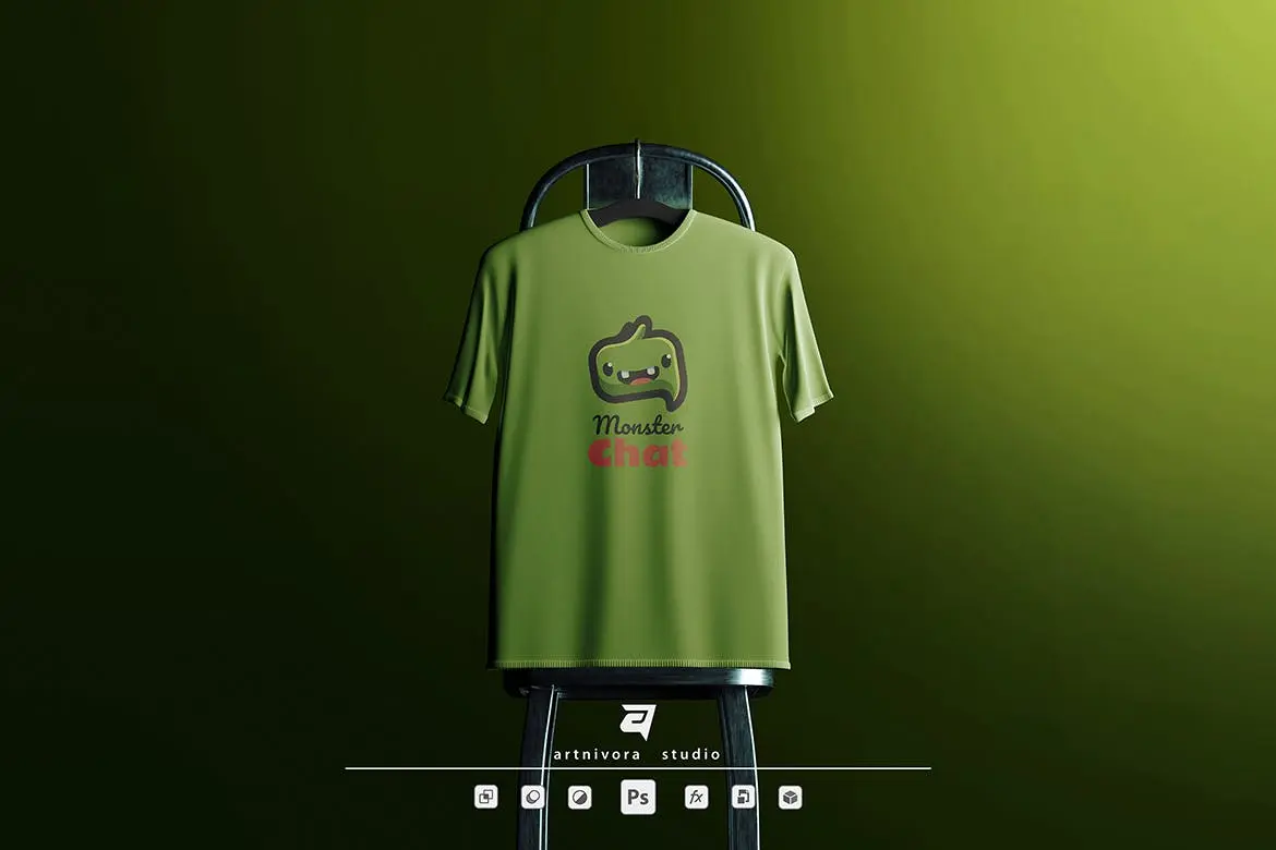 色彩高级衣架T恤服装LOGO展示PSD样机素材