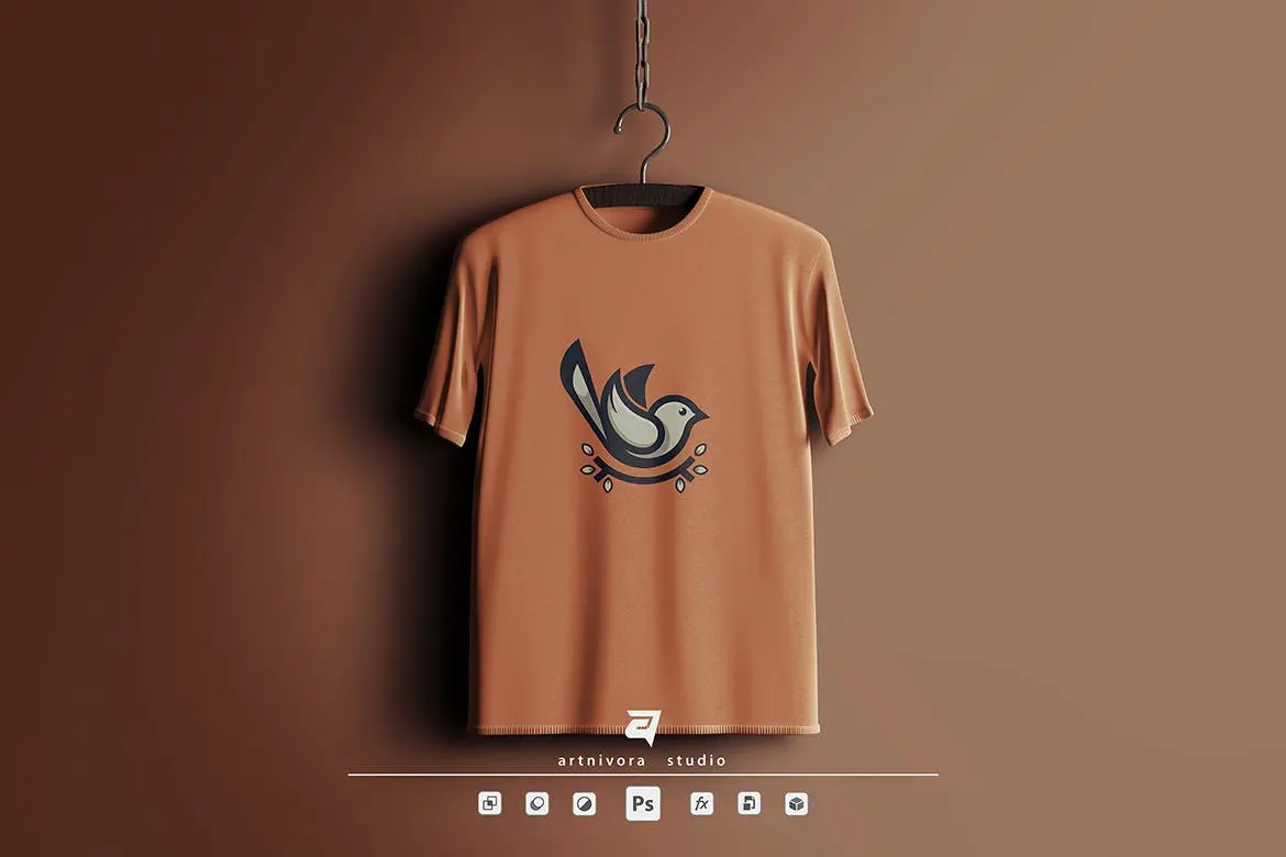 色彩高级衣架T恤服装LOGO展示PSD样机素材