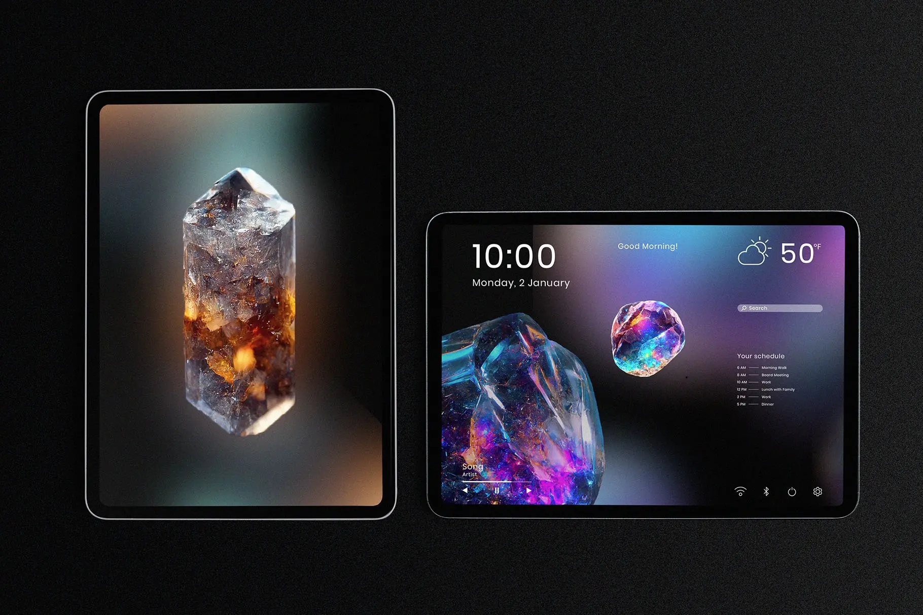 色彩绚丽霓虹颜色3D宝石水晶素材PNG图片包