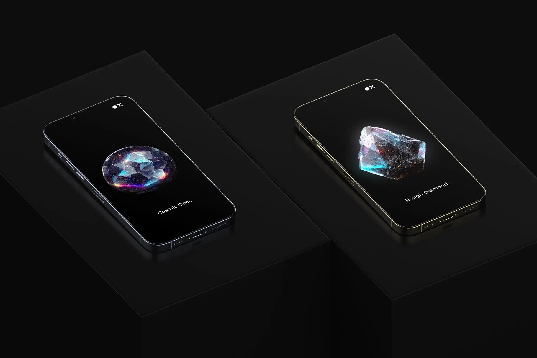 色彩绚丽霓虹颜色3D宝石水晶素材PNG图片包